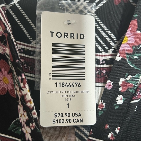 Torrid Patchwork Floral Challis Maxi Shirt Dress NWT - Picture 11 of 16